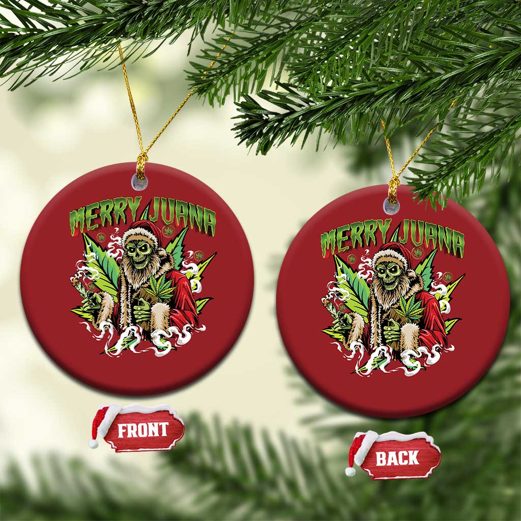 Funny Weed Xmas Christmas Ornament Merry Juana Santa Skeleton 420 - Wonder Print Shop