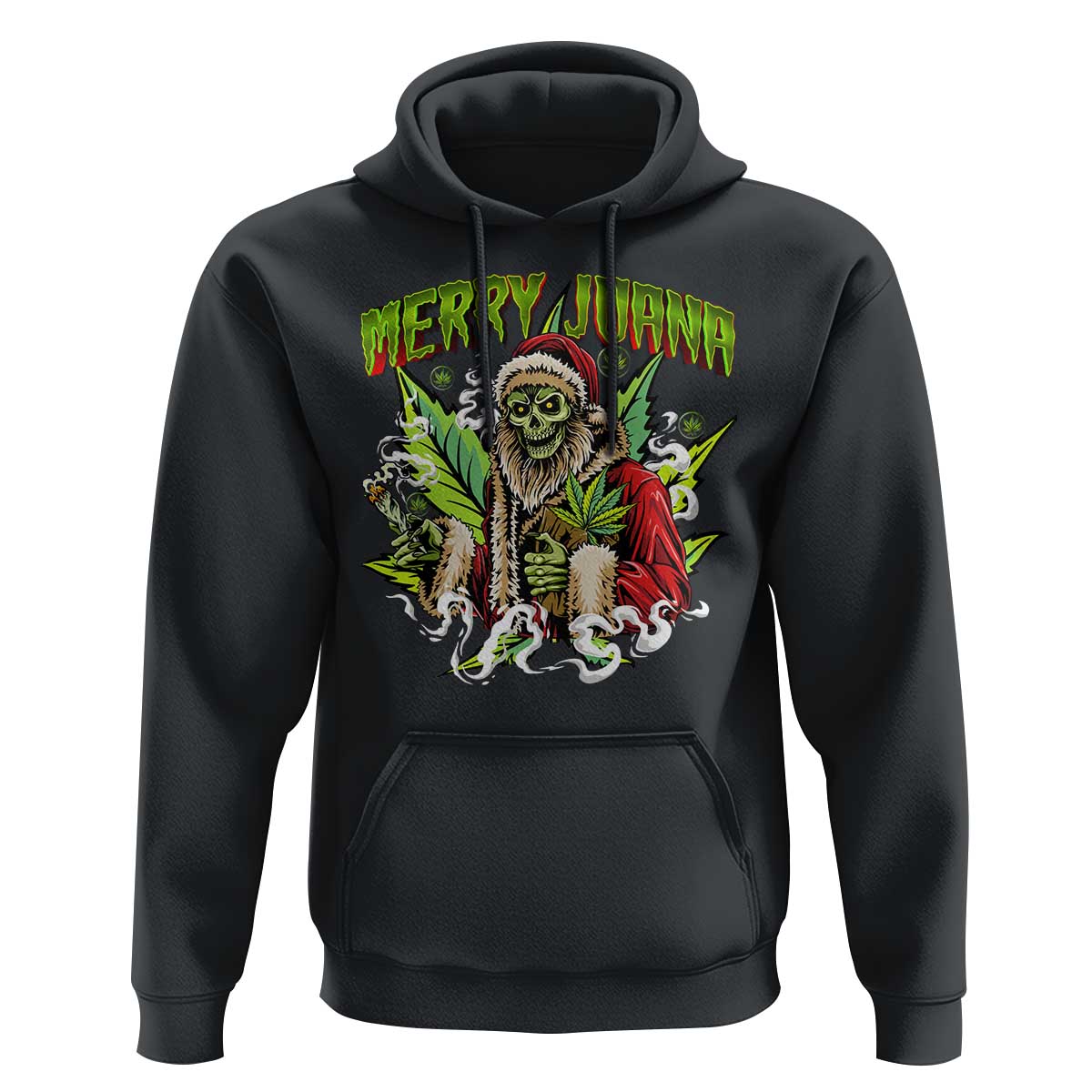 Funny Weed Christmas Hoodie Merry Juana Santa Skeleton 420