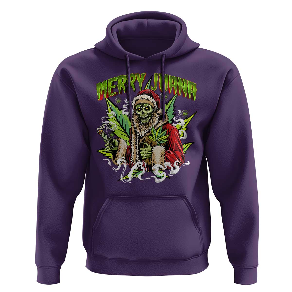 Funny Weed Christmas Hoodie Merry Juana Santa Skeleton 420