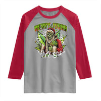 Funny Weed Christmas Raglan Shirt Merry Juana Santa Skeleton 420