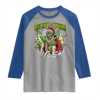 Funny Weed Christmas Raglan Shirt Merry Juana Santa Skeleton 420