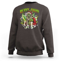 Funny Weed Christmas Sweatshirt Merry Juana Santa Skeleton 420 - Wonder Print Shop