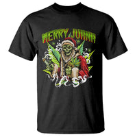 Funny Weed Christmas T Shirt Merry Juana Santa Skeleton 420 - Wonder Print Shop