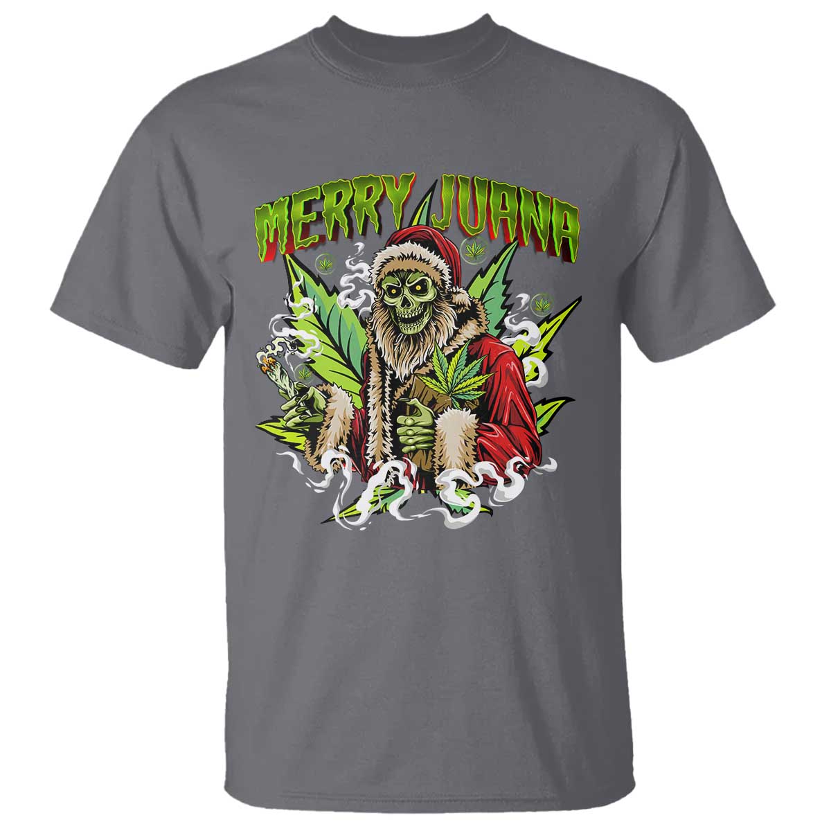 Funny Weed Christmas T Shirt Merry Juana Santa Skeleton 420 - Wonder Print Shop