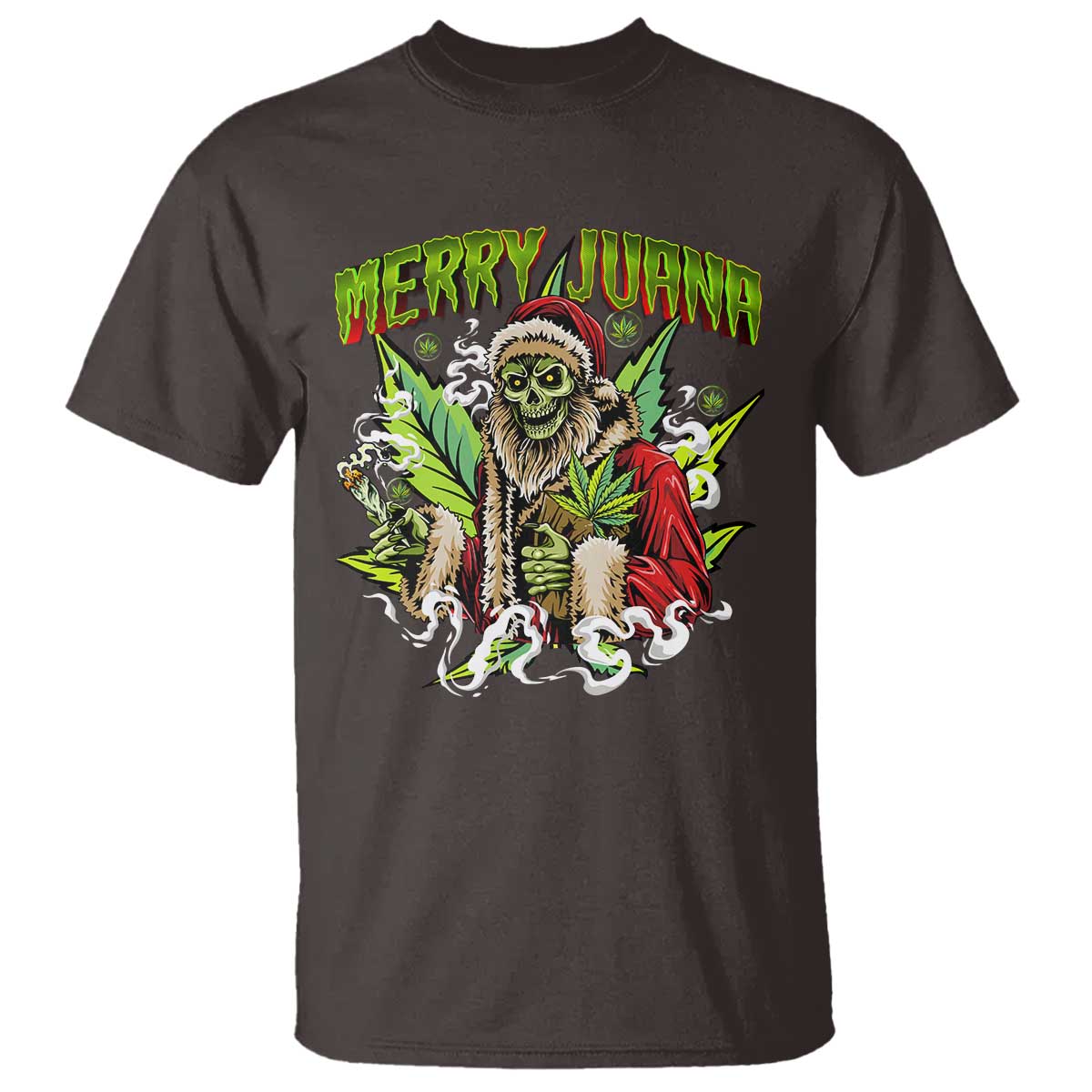 Funny Weed Christmas T Shirt Merry Juana Santa Skeleton 420 - Wonder Print Shop