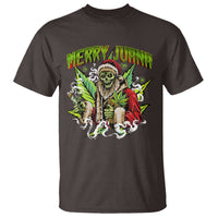 Funny Weed Christmas T Shirt Merry Juana Santa Skeleton 420 - Wonder Print Shop