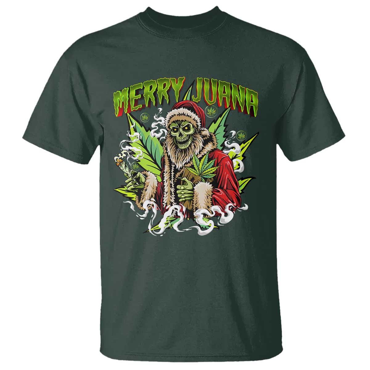 Funny Weed Christmas T Shirt Merry Juana Santa Skeleton 420 - Wonder Print Shop