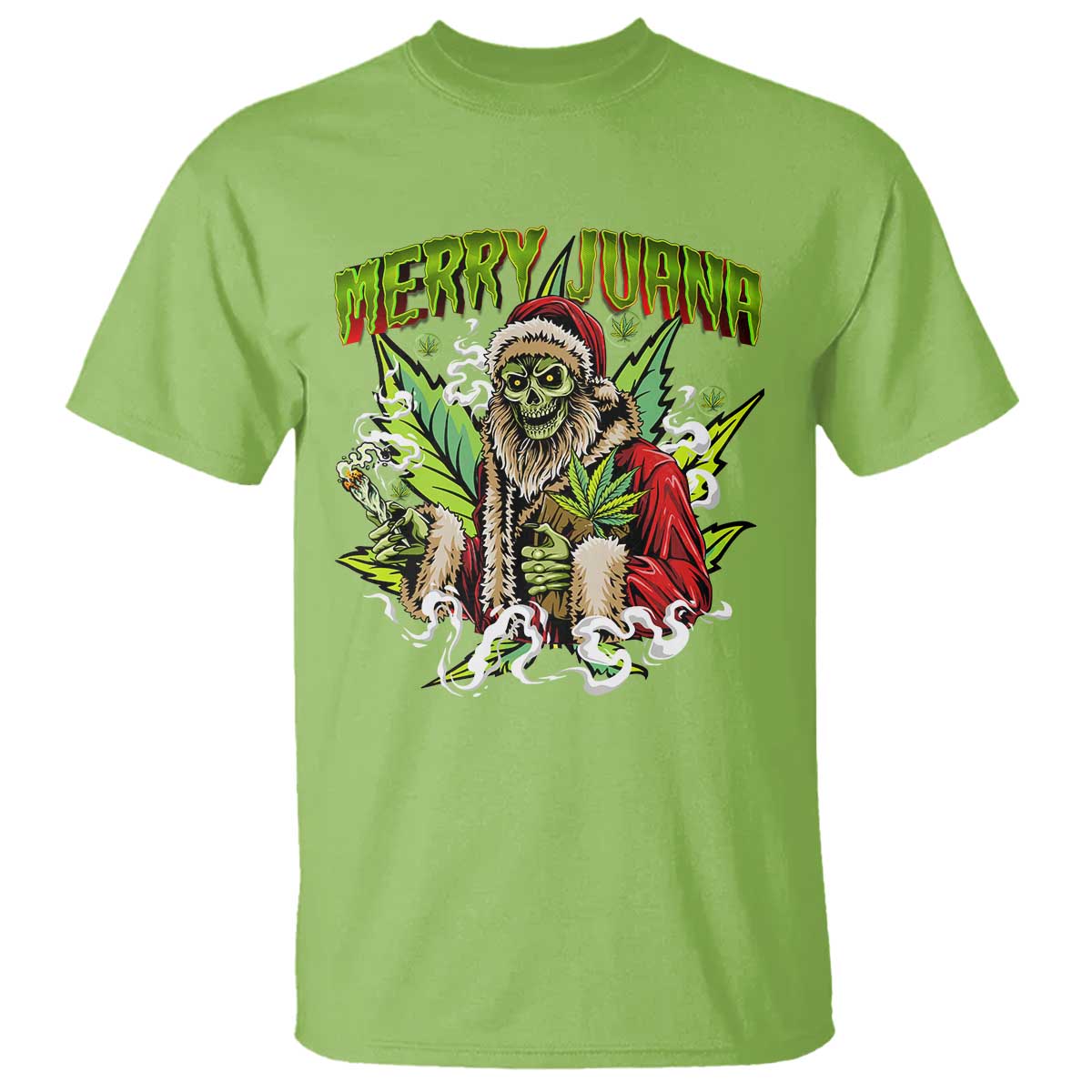 Funny Weed Christmas T Shirt Merry Juana Santa Skeleton 420 - Wonder Print Shop