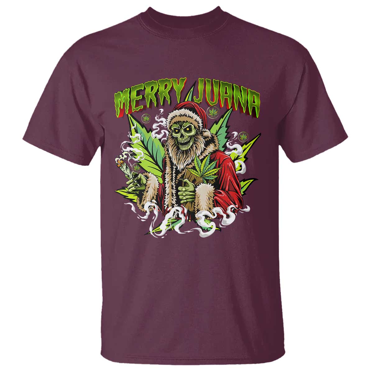 Funny Weed Christmas T Shirt Merry Juana Santa Skeleton 420 - Wonder Print Shop