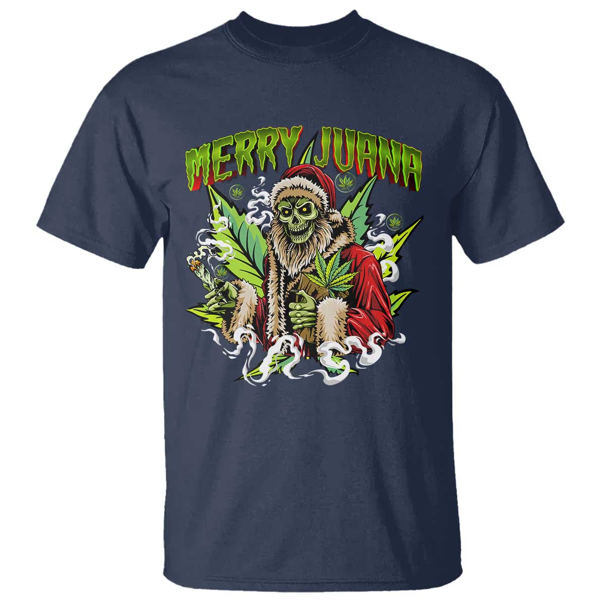 Funny Weed Christmas T Shirt Merry Juana Santa Skeleton 420 - Wonder Print Shop