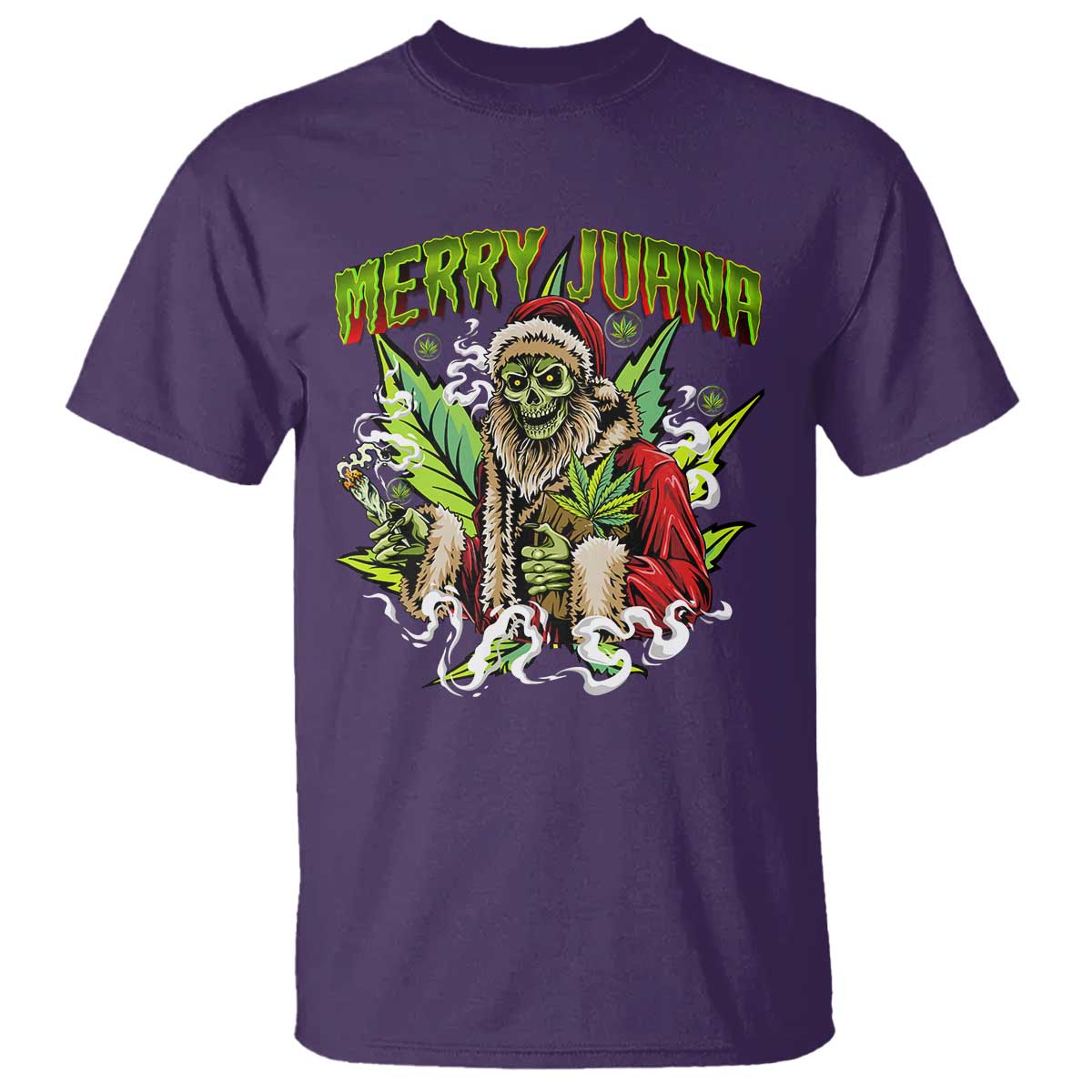Funny Weed Christmas T Shirt Merry Juana Santa Skeleton 420 - Wonder Print Shop