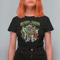 Funny Weed Christmas T Shirt For Women Merry Juana Santa Skeleton 420 - Wonder Print Shop