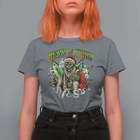 Funny Weed Christmas T Shirt For Women Merry Juana Santa Skeleton 420 - Wonder Print Shop
