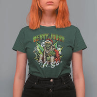 Funny Weed Christmas T Shirt For Women Merry Juana Santa Skeleton 420 - Wonder Print Shop