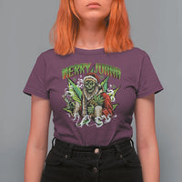 Funny Weed Christmas T Shirt For Women Merry Juana Santa Skeleton 420 - Wonder Print Shop