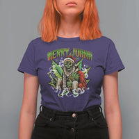 Funny Weed Christmas T Shirt For Women Merry Juana Santa Skeleton 420 - Wonder Print Shop