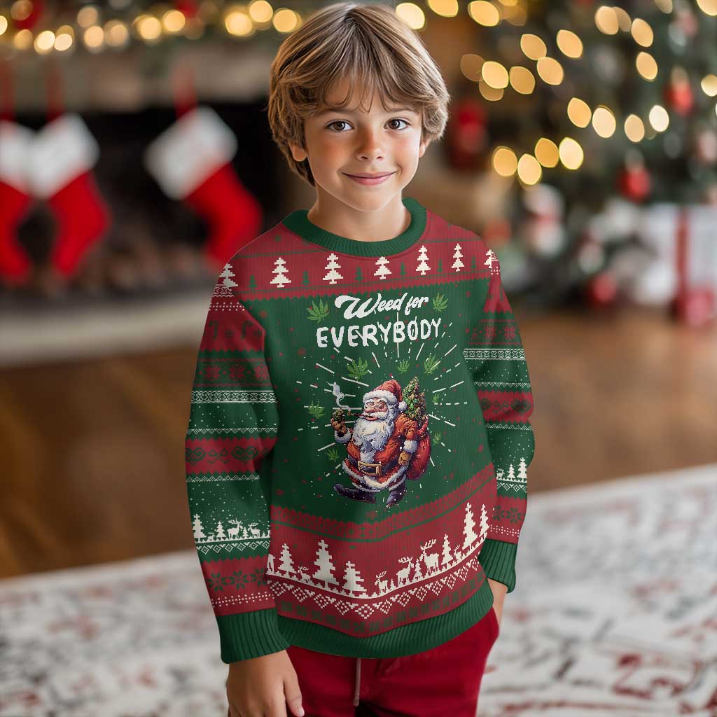 Funny Xmas Ugly Christmas Sweater Weed For Everybody Cannabis 420 - Wonder Print Shop