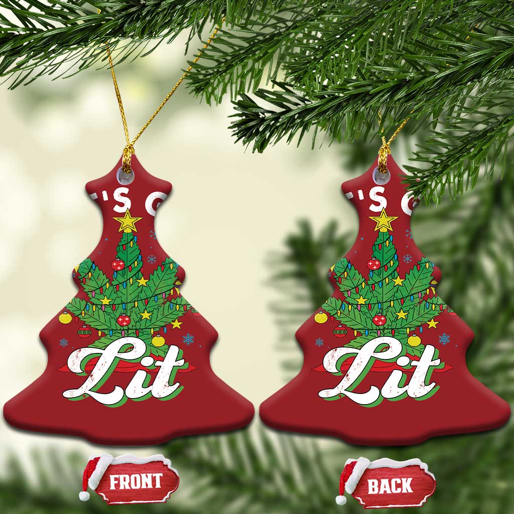 Funny Weed Xmas Christmas Ornament Let's Get Lit Christmas Tree Cannabis - Wonder Print Shop