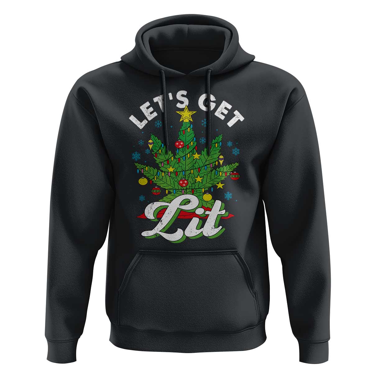 Funny Weed Christmas Hoodie Let's Get Lit Christmas Tree Cannabis