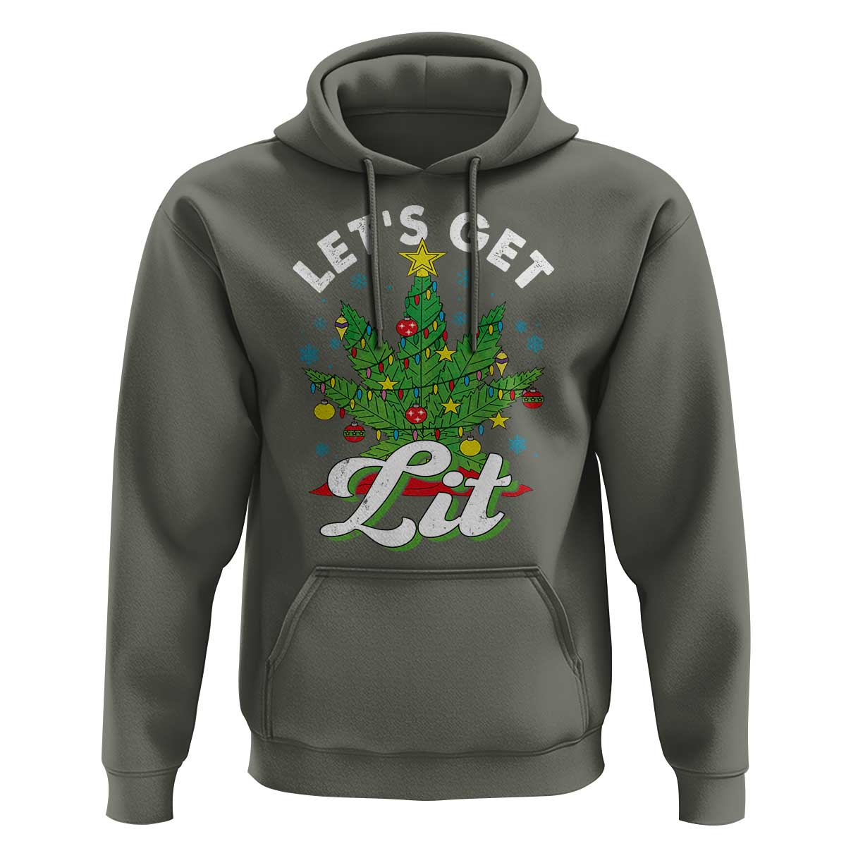 Funny Weed Christmas Hoodie Let's Get Lit Christmas Tree Cannabis