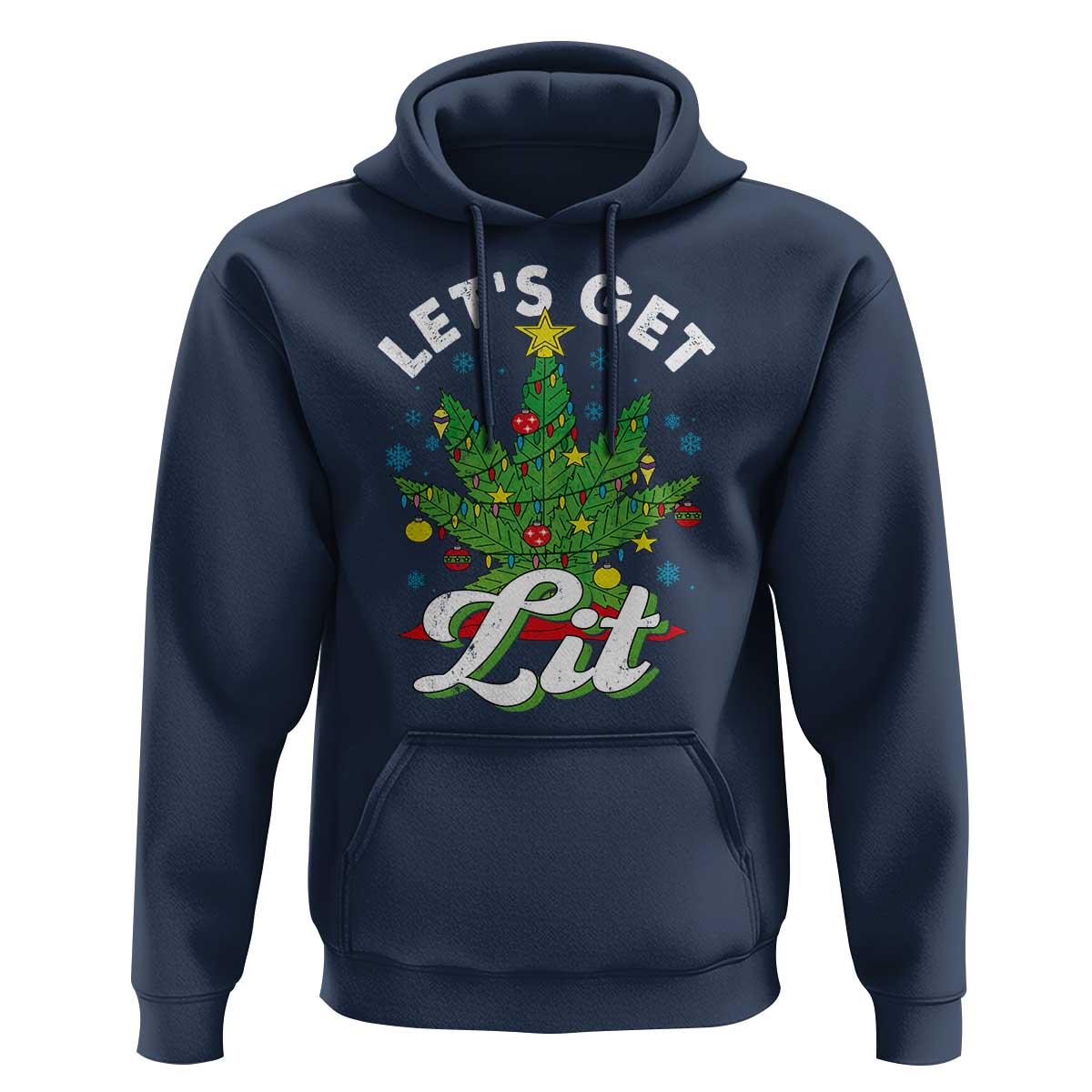 Funny Weed Christmas Hoodie Let's Get Lit Christmas Tree Cannabis