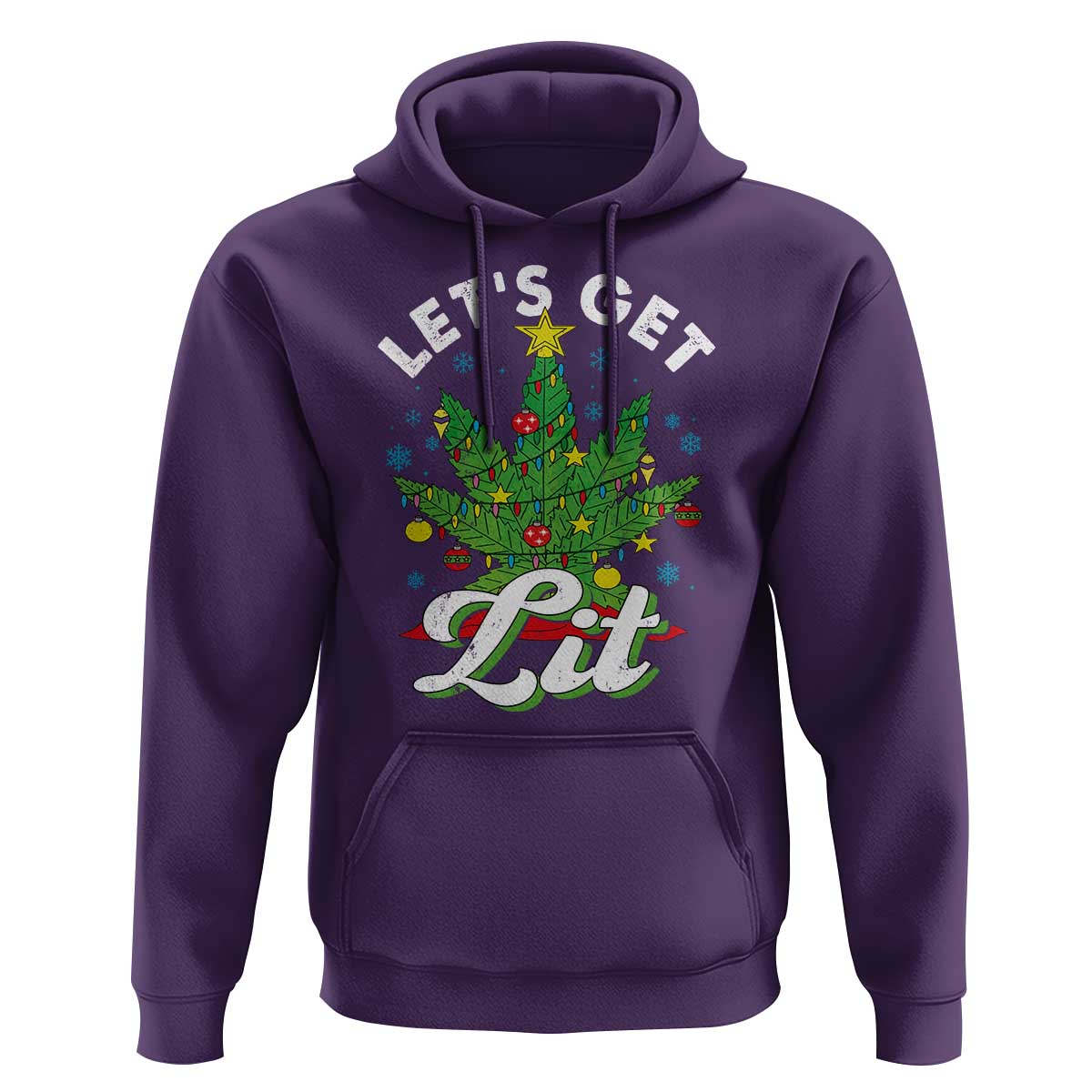 Funny Weed Christmas Hoodie Let's Get Lit Christmas Tree Cannabis