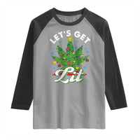 Funny Weed Christmas Raglan Shirt Let's Get Lit Christmas Tree Cannabis