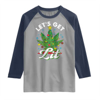 Funny Weed Christmas Raglan Shirt Let's Get Lit Christmas Tree Cannabis