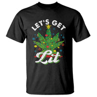 Funny Weed Christmas T Shirt Let's Get Lit Christmas Tree Cannabis - Wonder Print Shop