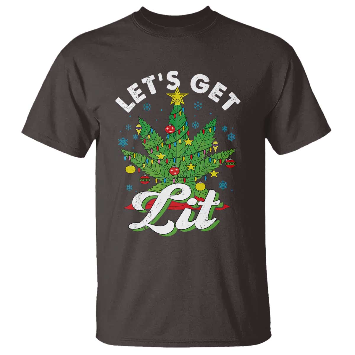 Funny Weed Christmas T Shirt Let's Get Lit Christmas Tree Cannabis - Wonder Print Shop