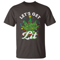 Funny Weed Christmas T Shirt Let's Get Lit Christmas Tree Cannabis - Wonder Print Shop