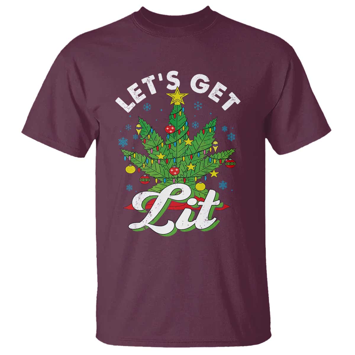 Funny Weed Christmas T Shirt Let's Get Lit Christmas Tree Cannabis - Wonder Print Shop