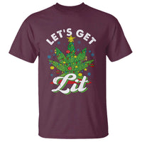 Funny Weed Christmas T Shirt Let's Get Lit Christmas Tree Cannabis - Wonder Print Shop