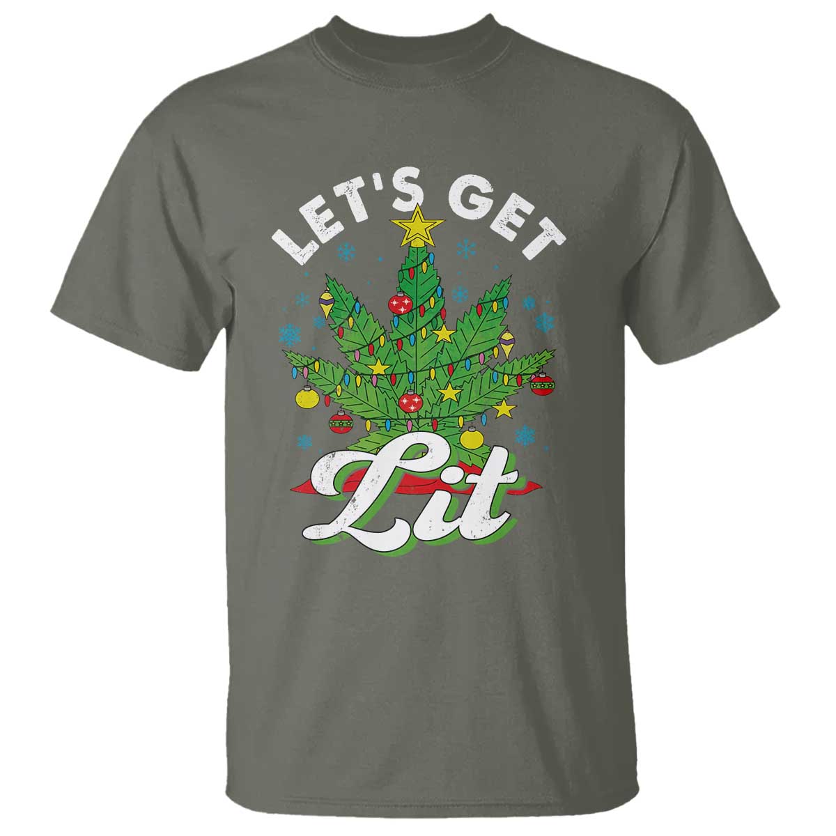 Funny Weed Christmas T Shirt Let's Get Lit Christmas Tree Cannabis - Wonder Print Shop