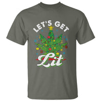 Funny Weed Christmas T Shirt Let's Get Lit Christmas Tree Cannabis - Wonder Print Shop