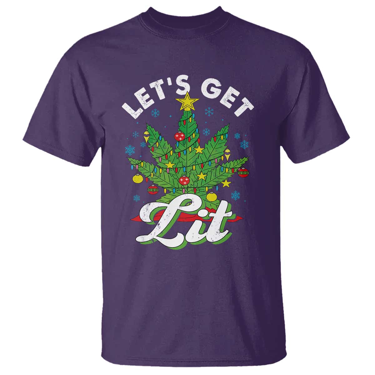 Funny Weed Christmas T Shirt Let's Get Lit Christmas Tree Cannabis - Wonder Print Shop