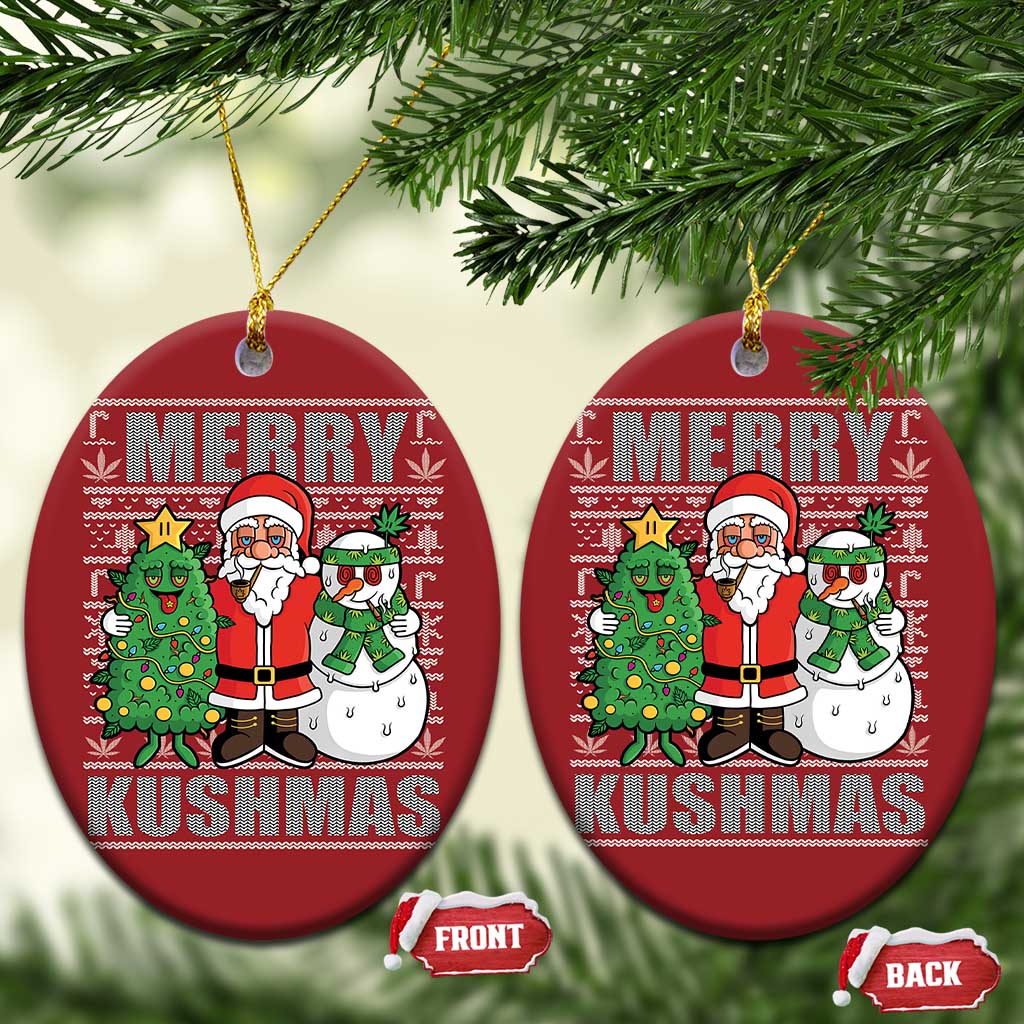Funny Weed Xmas Christmas Ornament Merry Kushmas Naughty Santa Snowman Cannabis 420 - Wonder Print Shop