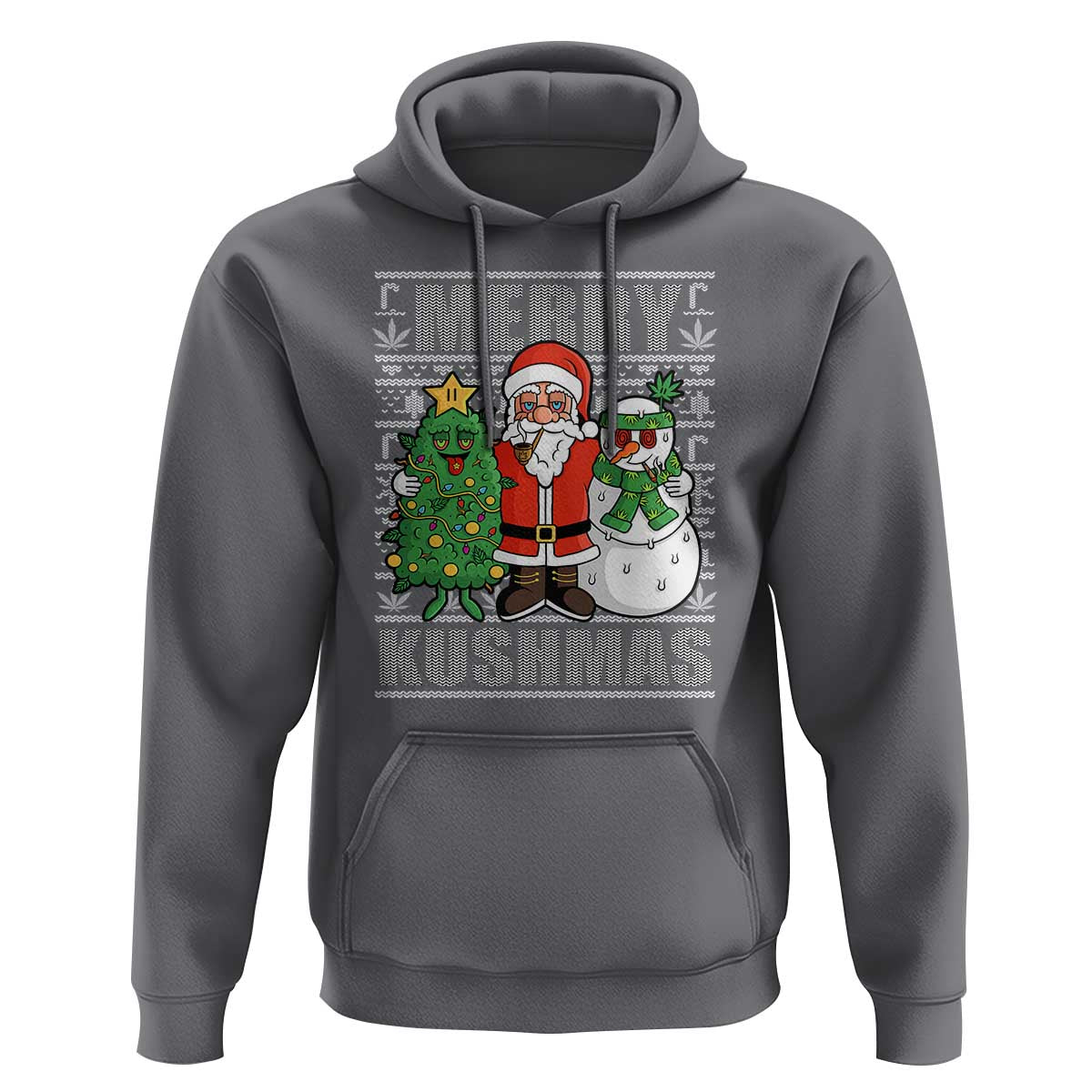 Funny Weed Christmas Hoodie Merry Kushmas Naughty Santa Snowman Cannabis 420