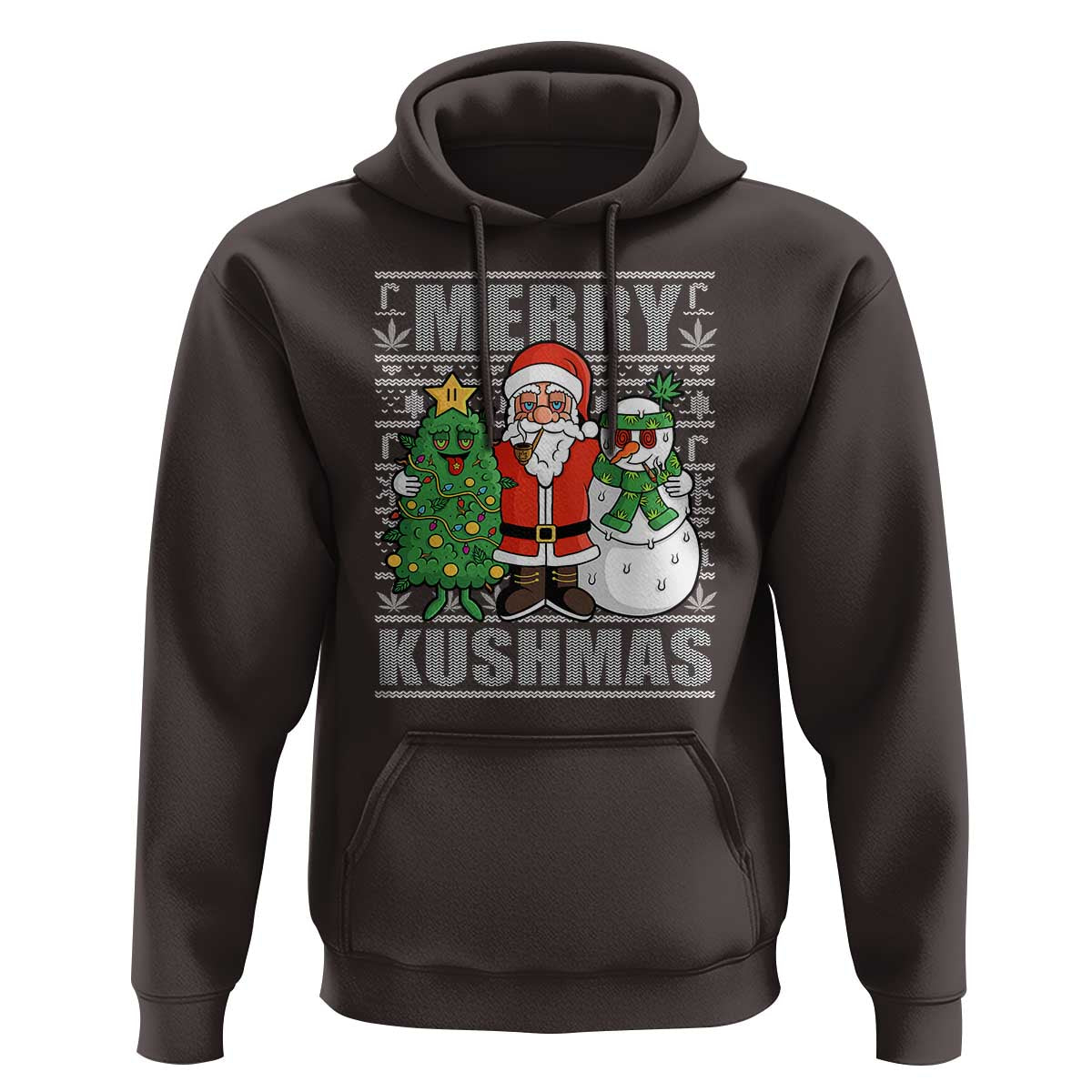 Funny Weed Christmas Hoodie Merry Kushmas Naughty Santa Snowman Cannabis 420