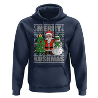 Funny Weed Christmas Hoodie Merry Kushmas Naughty Santa Snowman Cannabis 420