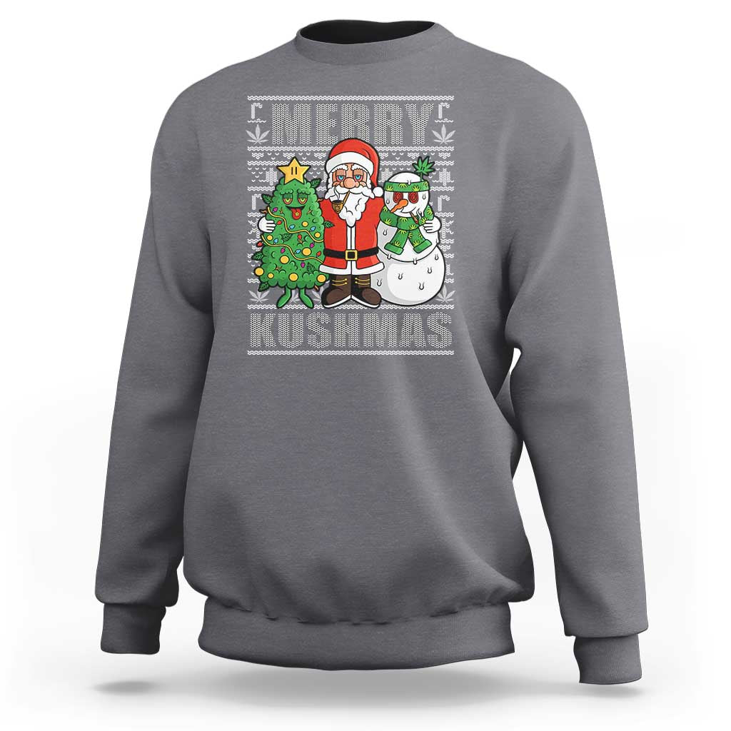 Funny Weed Christmas Sweatshirt Merry Kushmas Naughty Santa Snowman Cannabis 420 - Wonder Print Shop