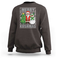 Funny Weed Christmas Sweatshirt Merry Kushmas Naughty Santa Snowman Cannabis 420 - Wonder Print Shop