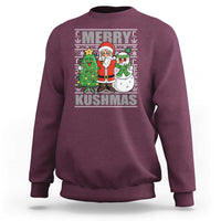 Funny Weed Christmas Sweatshirt Merry Kushmas Naughty Santa Snowman Cannabis 420 - Wonder Print Shop