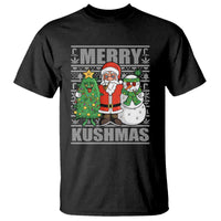 Funny Weed Christmas T Shirt Merry Kushmas Naughty Santa Snowman Cannabis 420 - Wonder Print Shop