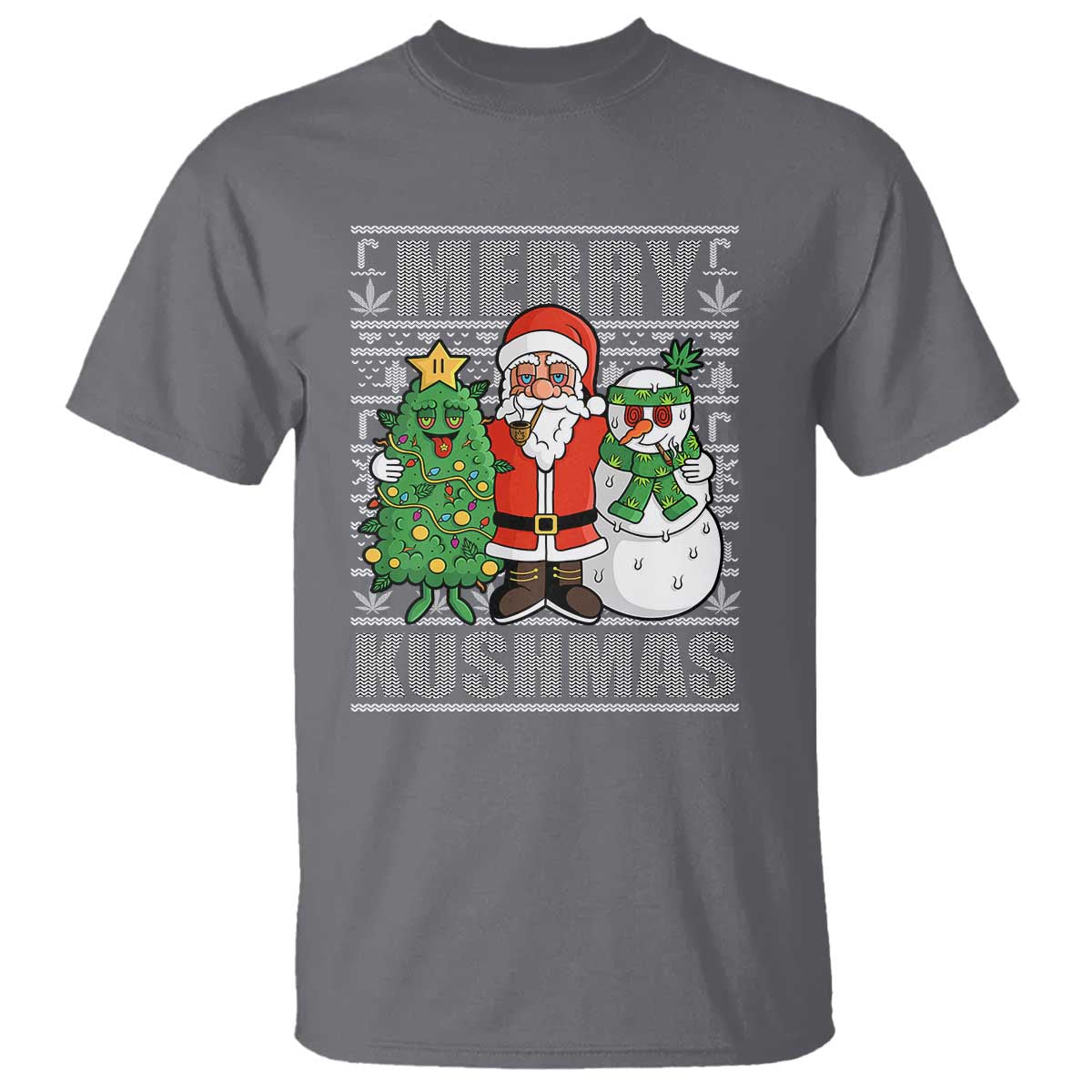 Funny Weed Christmas T Shirt Merry Kushmas Naughty Santa Snowman Cannabis 420 - Wonder Print Shop
