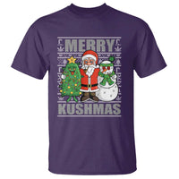 Funny Weed Christmas T Shirt Merry Kushmas Naughty Santa Snowman Cannabis 420 - Wonder Print Shop