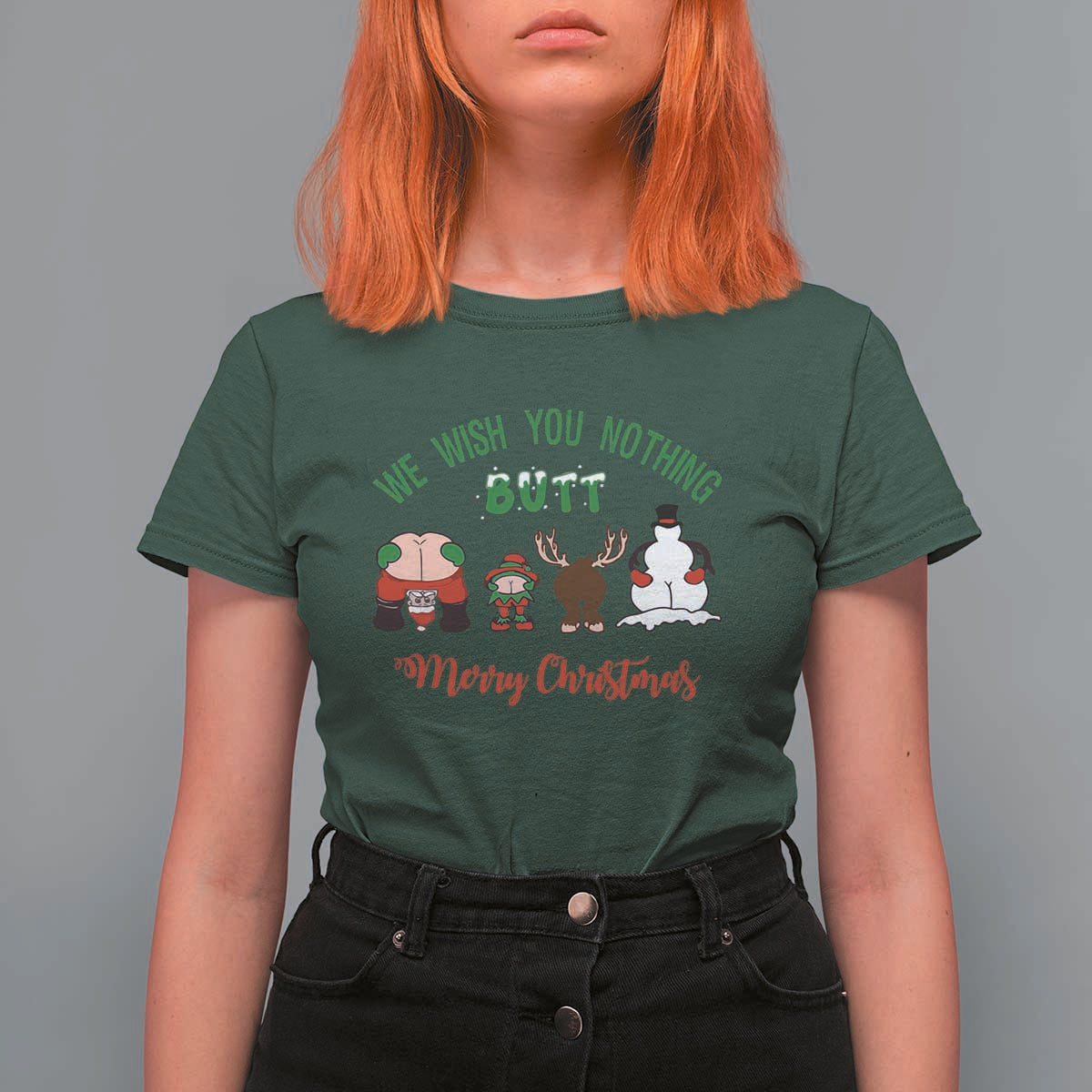 Funny Christmas T Shirt For Women Wishing You Nothing Butt A Merry Christmas - Wonder Print Shop
