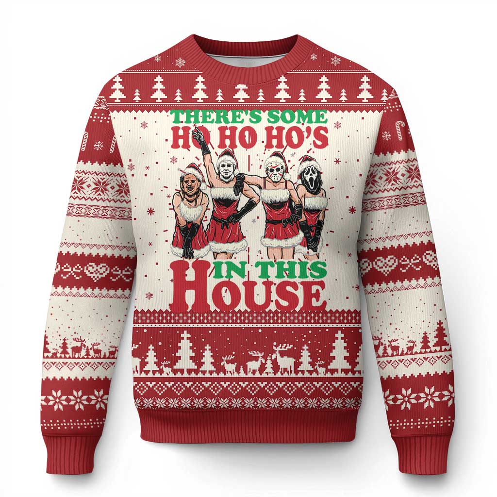 Funny Xmas Ugly Christmas Sweater There Is Some Ho Ho Hos In This House Horror Character Dancing - Wonder Print Shop