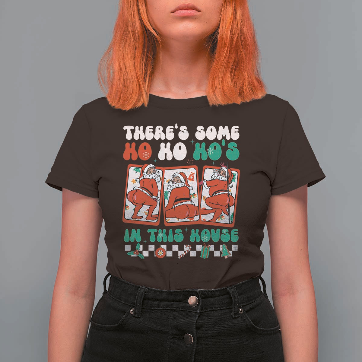 Funny Christmas T Shirt For Women There Is Some Ho Ho Hos In This House Horror Character - Wonder Print Shop