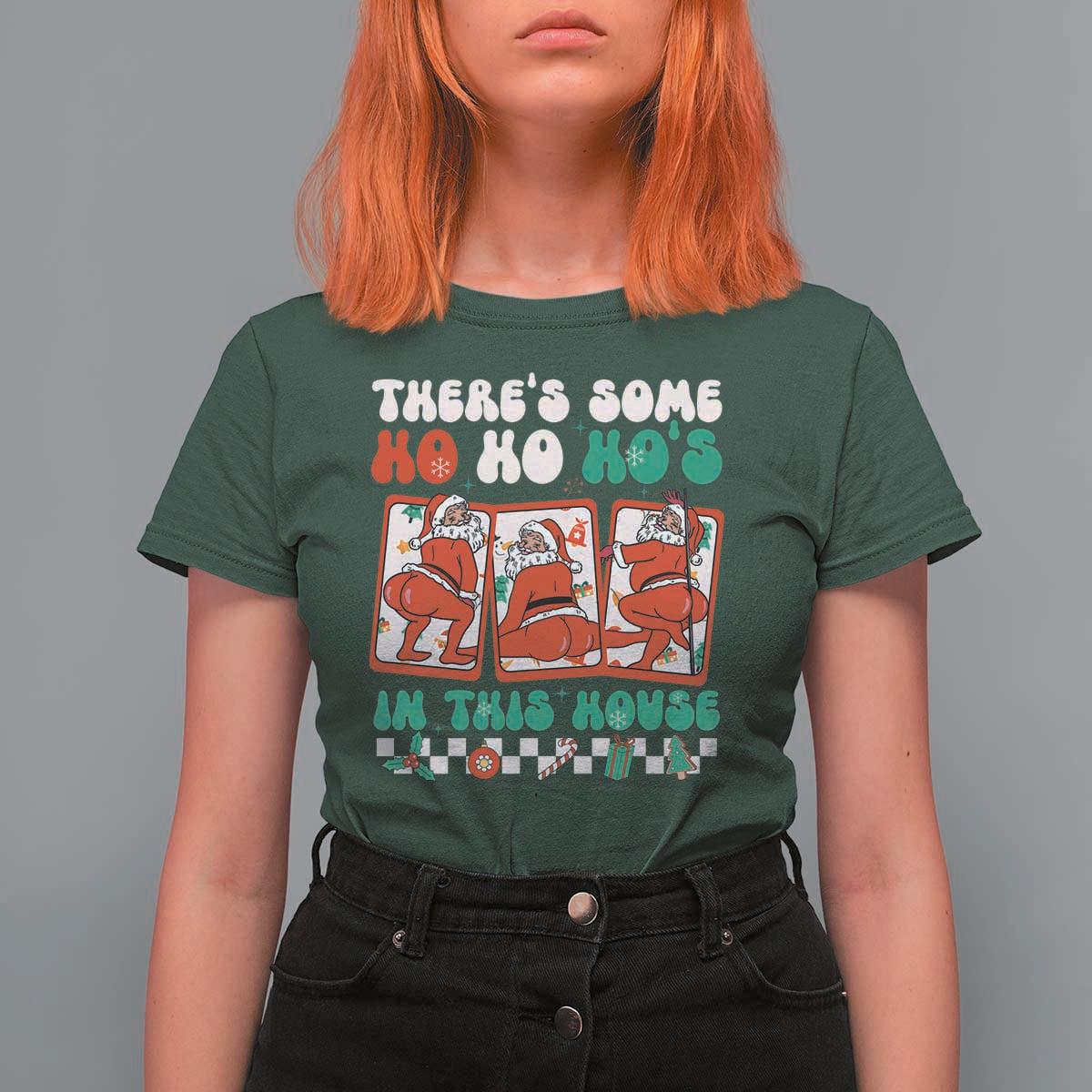 Funny Christmas T Shirt For Women There Is Some Ho Ho Hos In This House Horror Character - Wonder Print Shop